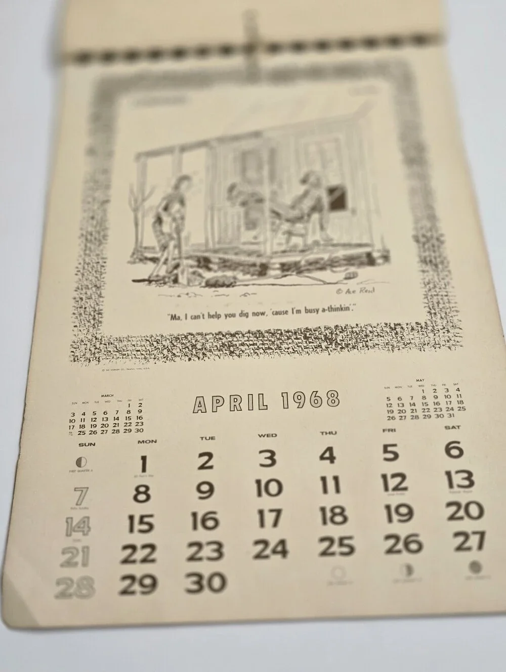Vintage 1968 Cowboy Calendar Ace Reid Western Ranch Humor Calendar Rustic